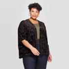 Women's Plus Velvet Kimono - A New Day Black One Size, Women's, Osfm