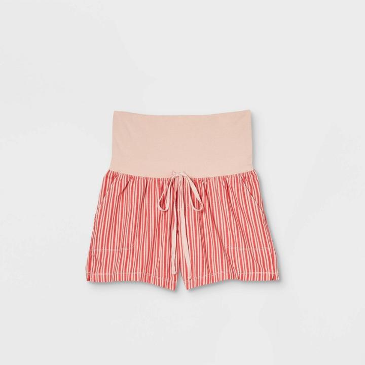 Maternity Striped Twill Pull-on Shorts - Isabel Maternity By Ingrid & Isabel Peach