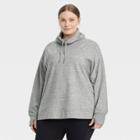Women's Plus Size French Terry Funnel Neck Tunic Sweatshirt - All In Motion Heathered Gray