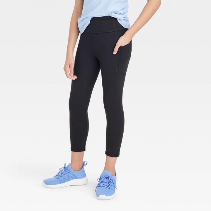Girls' Pocket Cropped Leggings - All In Motion Black
