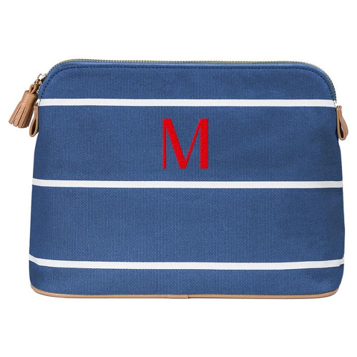 Cathy's Concepts Personalized Blue Striped Cosmetic Bag - M,
