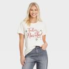 Zoe+liv Women's Feliz Navidad Short Sleeve Graphic T-shirt - Ivory