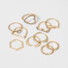 Stones And Heart Charm Ring Set 10ct - Wild Fable Gold