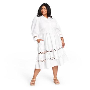 Women's Plus Size Ric Rac Shirtdress - Lisa Marie Fernandez For Target White