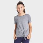 Petitegirls' Short Sleeve Side-tie Studio T-shirt - All In Motion Navy Xs, Girl's, Blue