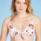 Women's Tie Front Triangle Bikini Top - Xhilaration Floral Print L, Women's, Size: