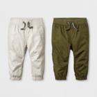 Baby Boys' Twill Joggers Set - Cat & Jack Tan/green Newborn, Boy's, Green/tan