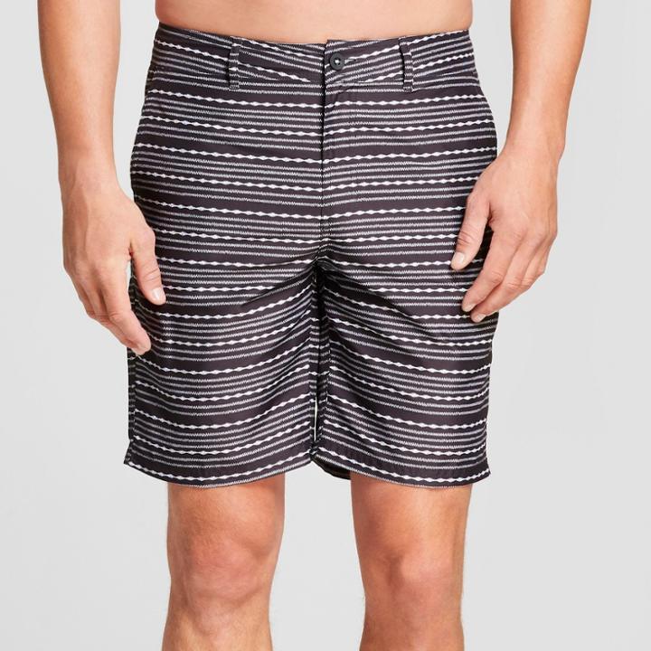 Men's 9 Nautical Stripe Hybrid Swim Shorts - Goodfellow & Co Black