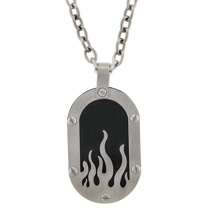 Target Men's Stainless Steel Fire Dog Tag Necklace - Black,