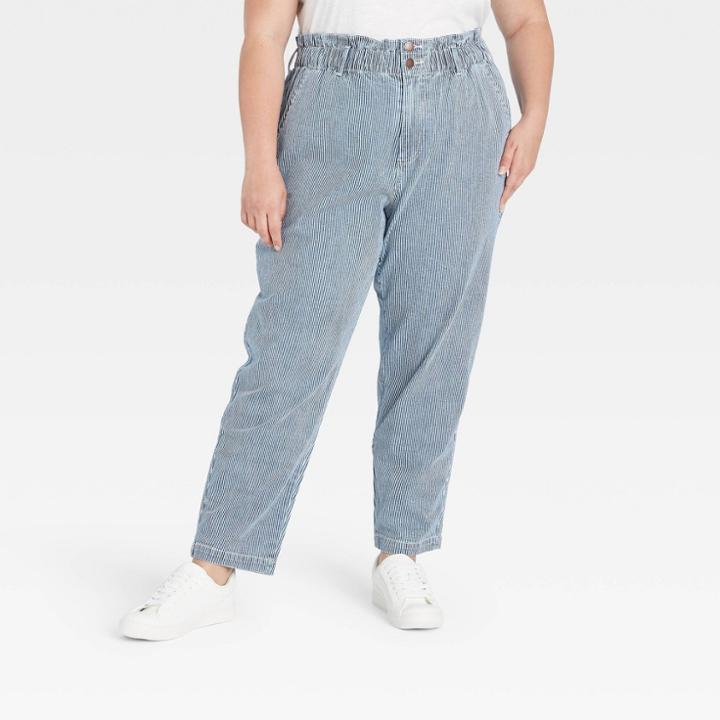 Women's Plus Size Striped High-rise Tapered Pants - Universal Thread