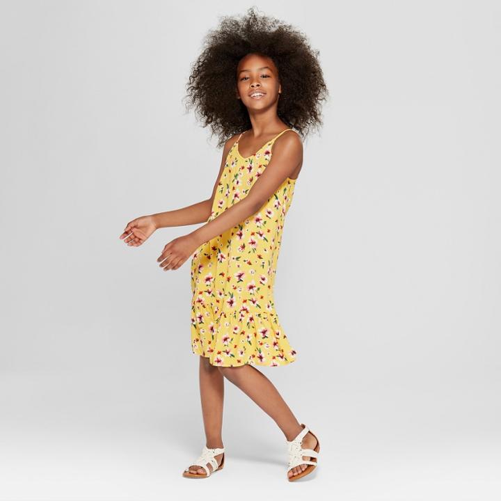 Girls' Back Tie Woven Dress - Art Class Yellow