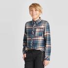 Boys' Long Sleeve Plaid Button-down Shirt - Art Class Navy S, Boy's, Size: