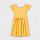 Girls' Short Sleeve Dress - Cat & Jack Medium Mustard Yellow
