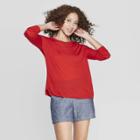 Women's Long Sleeve Crewneck Pullover Sweater - A New Day Red