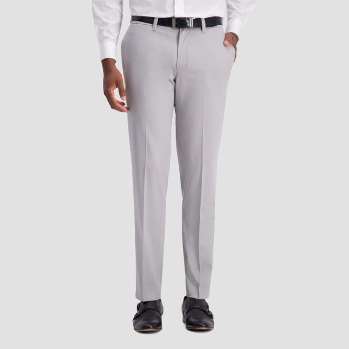 Haggar H26 Men's Straight Fit No Iron Stretch Trousers - Light Gray