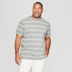 Men's Big & Tall Striped Regular Fit Short Sleeve Novelty Crew T-shirt - Goodfellow & Co Gray
