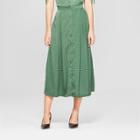 Women's Polka Dot Button Front A-line Midi Skirt - Who What Wear Green/white