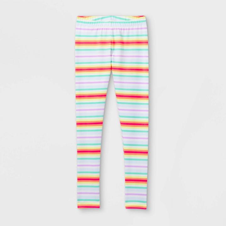 Girls' Striped Leggings - Cat & Jack Fresh White