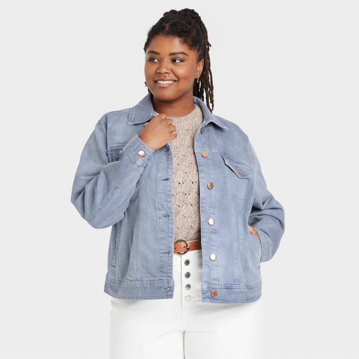 Women's Plus Size Denim Jacket - Universal Thread Purple
