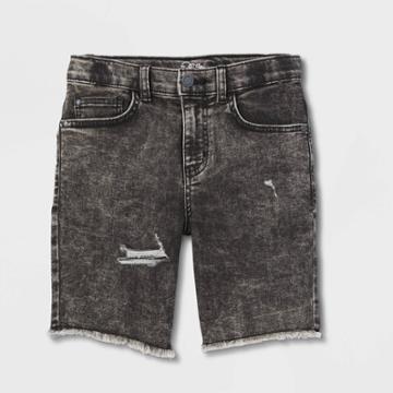 Boys' Frayed Hem Destructed Jean Shorts - Art Class Black Wash