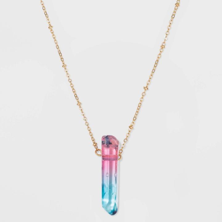 No Brand Petitesemi-precious Stone Short Necklace - Blue, Women's