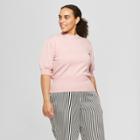 Women's Plus Size Short Puff Sleeve Crew Neck Sweater - Who What Wear Pink