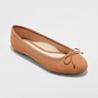 Women's Wide Width Hope Elastic Band Round Toe Mary Jane Ballet Flats - A New Day Caramel 6.5w,