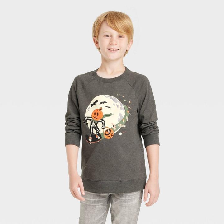 Boys' Halloween Long Sleeve Graphic T-shirt - Cat & Jack Gray