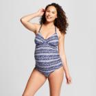 Maternity Lace-up Back One Piece Swimsuit - Isabel Maternity By Ingrid & Isabel Blue Tie Dye