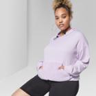 Women's Plus Size Pullover Hoody With Faux Fur Kanga Pocket - Wild Fable Purple