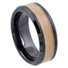 Men's Daxx Woodgrain Inlay Band In Ceramic - Black