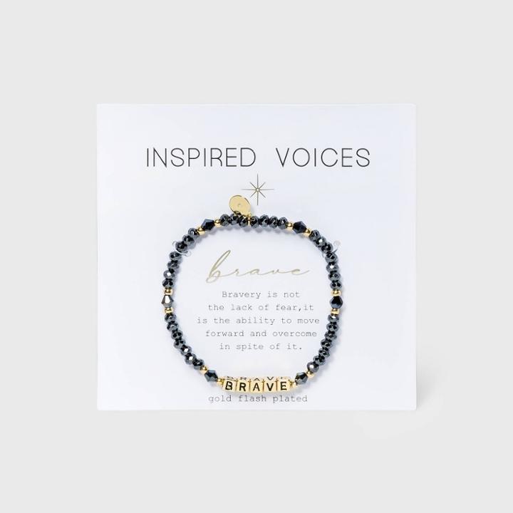 No Brand Gold Tone Plated 'brave' Stretch Bracelet - Hematite