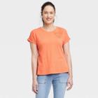 Women's Short Sleeve Embroidered T-shirt - Knox Rose Orange