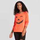 Grayson Threads Women's Halloween Jack O'lantern Graphic Pullover Sweatshirt - Orange