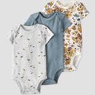 Baby Girls' 3pk Ochre Floral Bodysuit - Little Planet By Carter's Gray/gold/blue Newborn