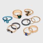 Snake And Heart Stone Ring Set 10pc - Wild Fable