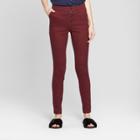 Women's Skinny Button Front Pants - A New Day Burgundy (red)