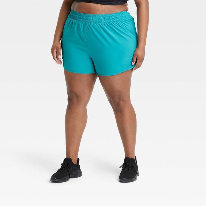Women's Plus Size Mid-rise Run Shorts 3 - All In Motion Turquoise Blue