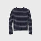 Women's Striped Long Sleeve T-shirt - A New Day Navy