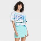 Spongebob Squarepants Women's Patrick And Shark Oversized Short Sleeve Graphic T-shirt - Blue