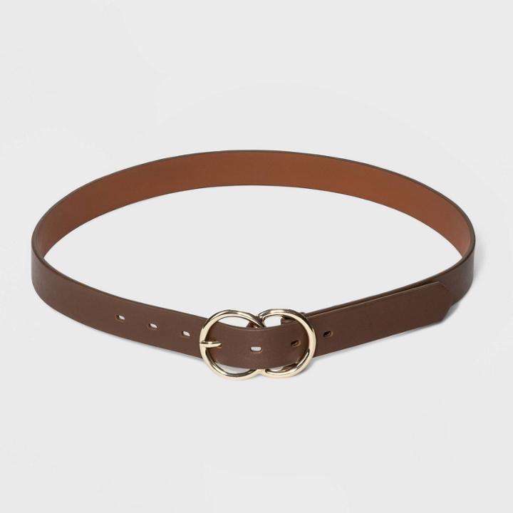 Women's Double Buckle Belt - A New Day Brown