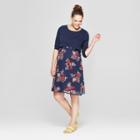 Maternity Floral Print 3/4 Sleeve Cropped Sweater Printed Dress - Macherie - Navy Xl, Infant Girl's, Blue