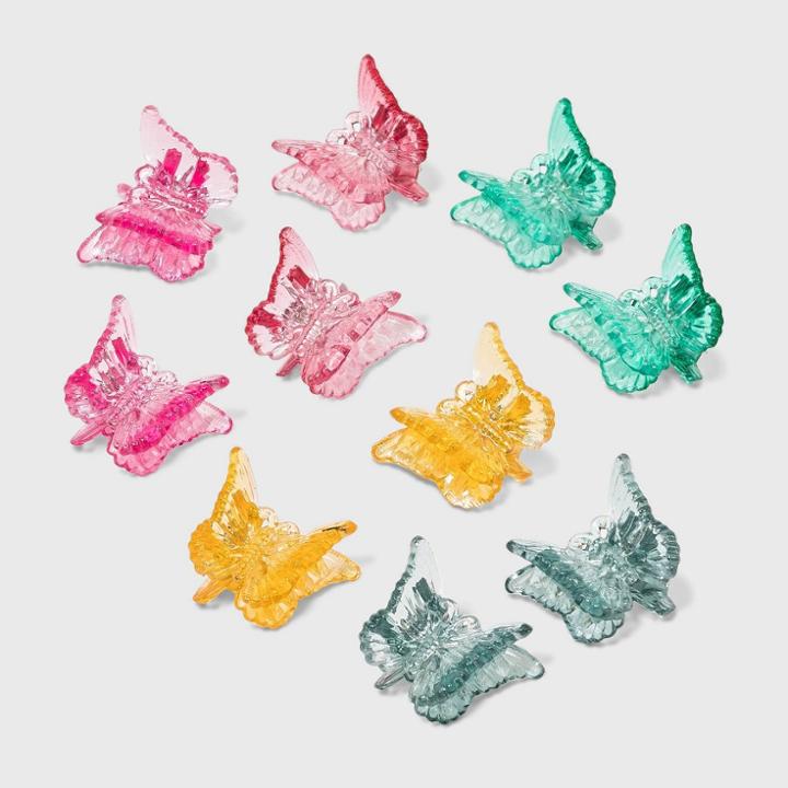Bright Butterfly Claw Hair Clips Set 10pc - Wild Fable Multicolor Primaries