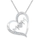 Distributed By Target Women's Round Diamond Accent Prong Set Mom Heart Pendant In Sterling Silver (ij-i2-i3)