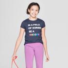 Girls' Short Sleeve Be A Unicorn T-shirt - Cat & Jack Navy