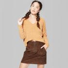 Women's Chenille V-neck Pullover - Wild Fable Gold