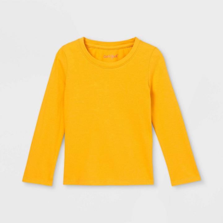 Toddler Girls' Solid Long Sleeve T-shirt - Cat & Jack Yellow18m
