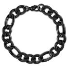 Men's Crucible Black Plated Stainless Steel Figaro Chain Bracelet (11mm) - Black (9),