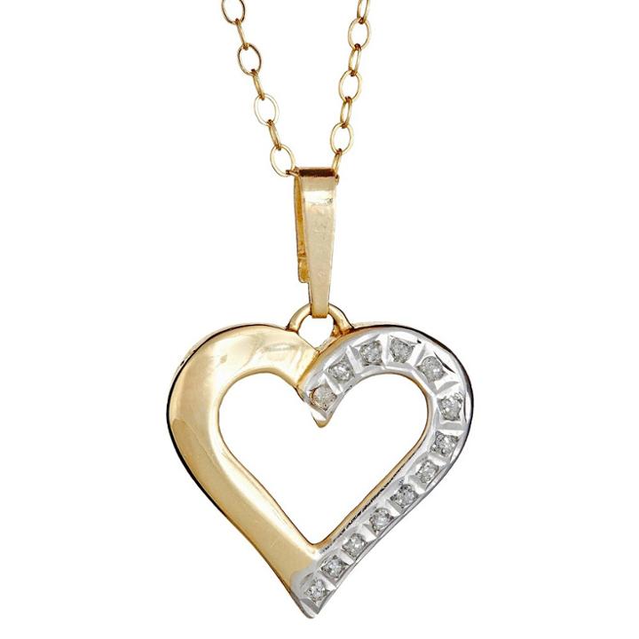 Target Sterling Silver Heart Pendant Necklace With Diamond Accents - Yellow, Women's