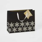 White Snowflakes Gift Bag Black & Gold - Wondershop